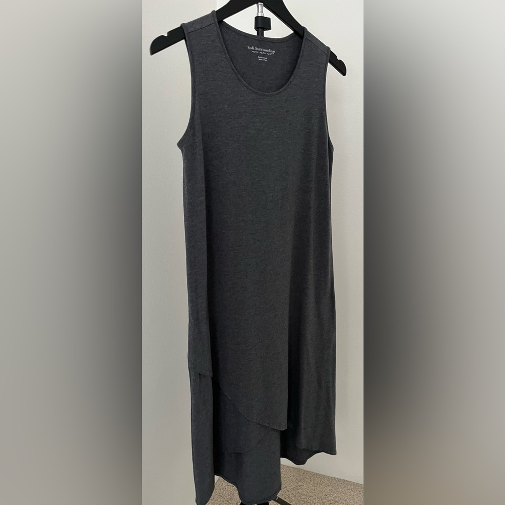 🩶 Soft Surroundings Gray Asymmetrical Sleeveless Dress | Petite Small